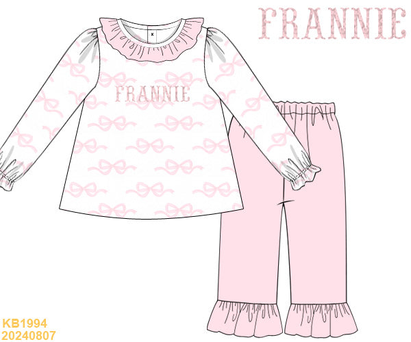 PRE ORDER: Pink Bow Pants Set