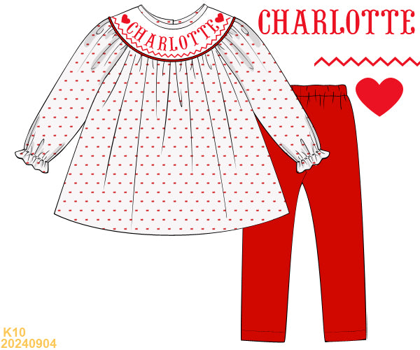 PRE SALE: Bitty Dot Hearts Pant Set