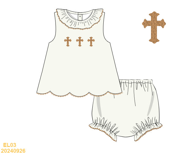 SPRING PRESALE: Linen Cross Bloomer Set