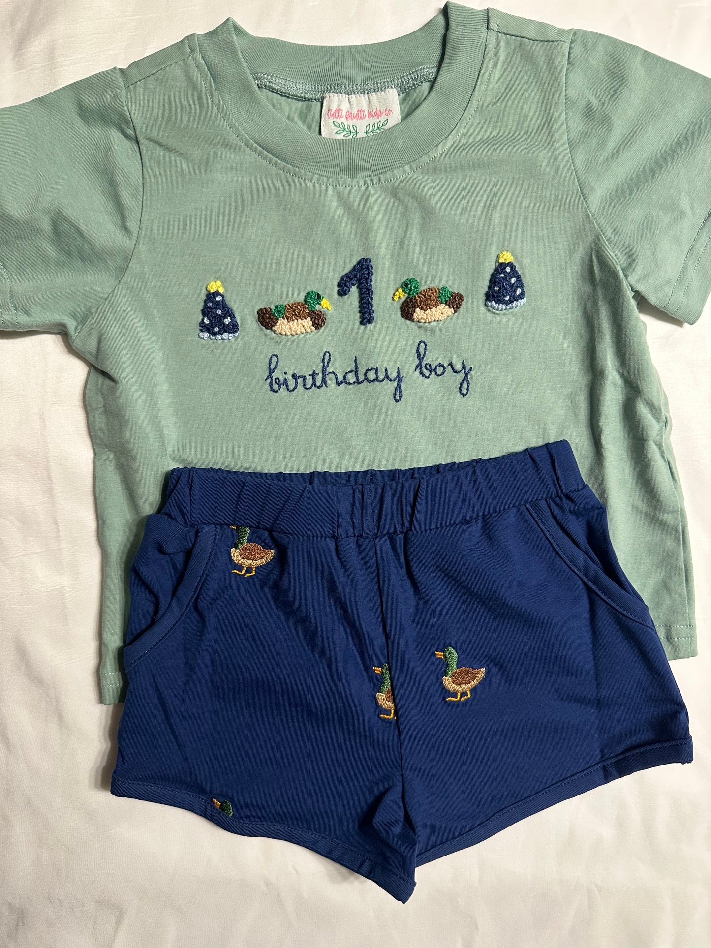 BIRTHDAY COLLECTION: BIRTHDAY BOY DUCK SHORTY SHORTS