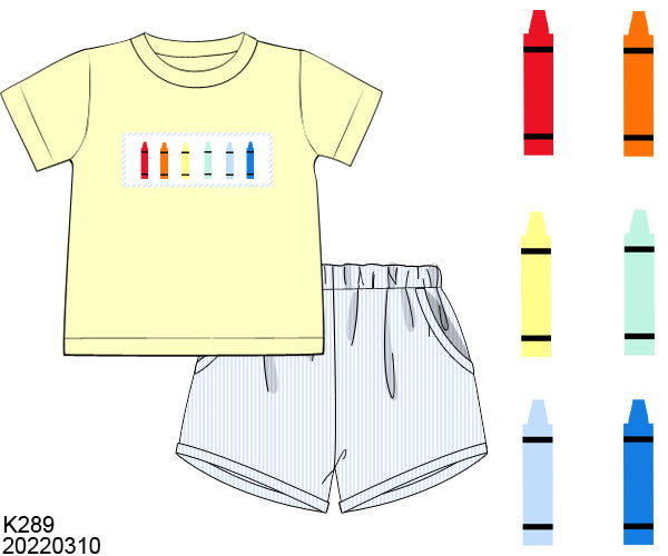 SCHOOL COLLECTION: Crayon Shorty shorts set