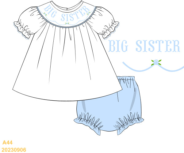 BIG SISTER BLOOMER SET BLUE