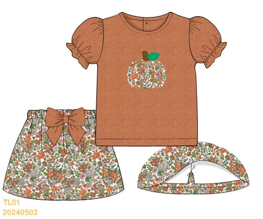 Fall Collection: Floral Pumpkin Skort Set