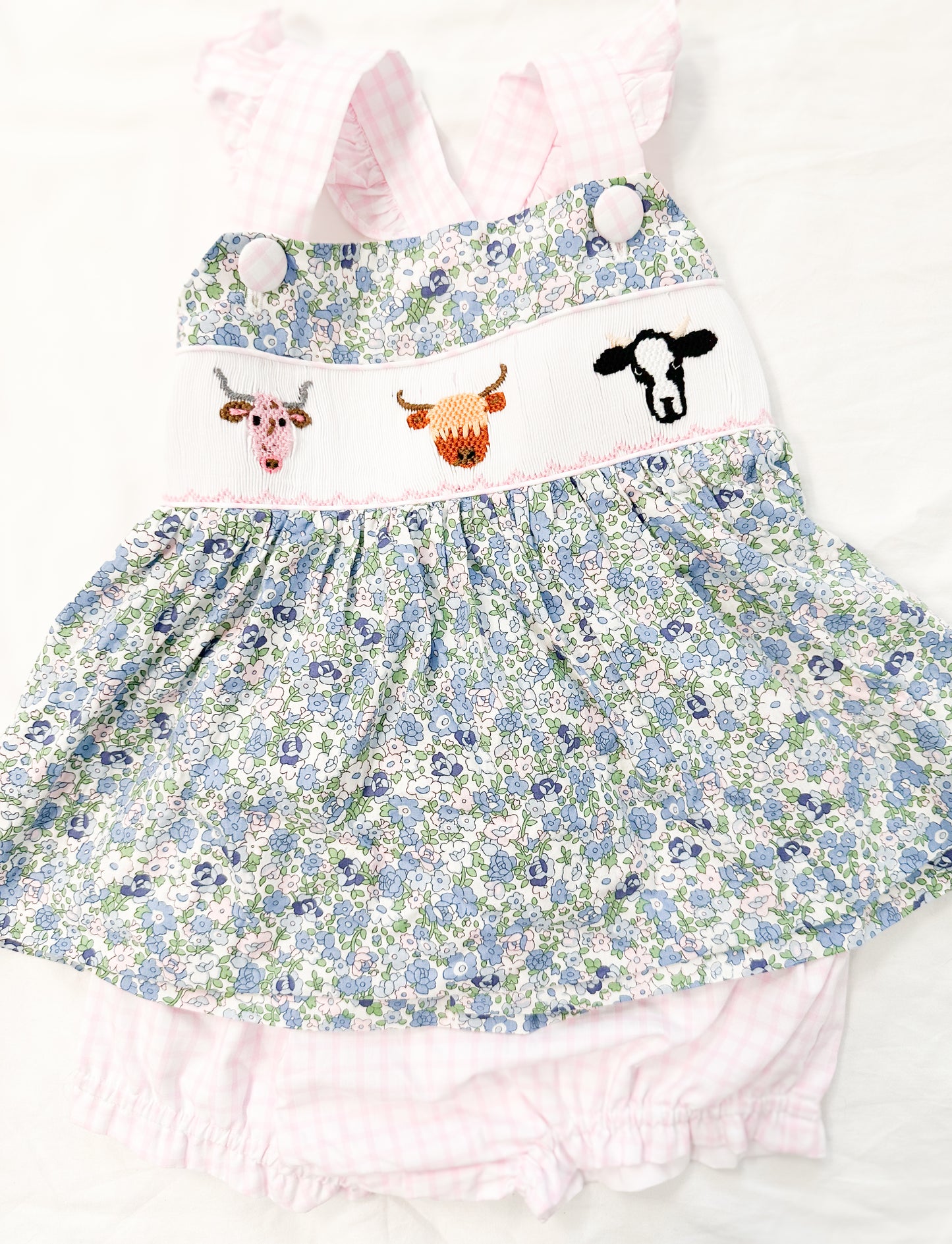 Spring Collection: Smocked Cow Bloomer Set