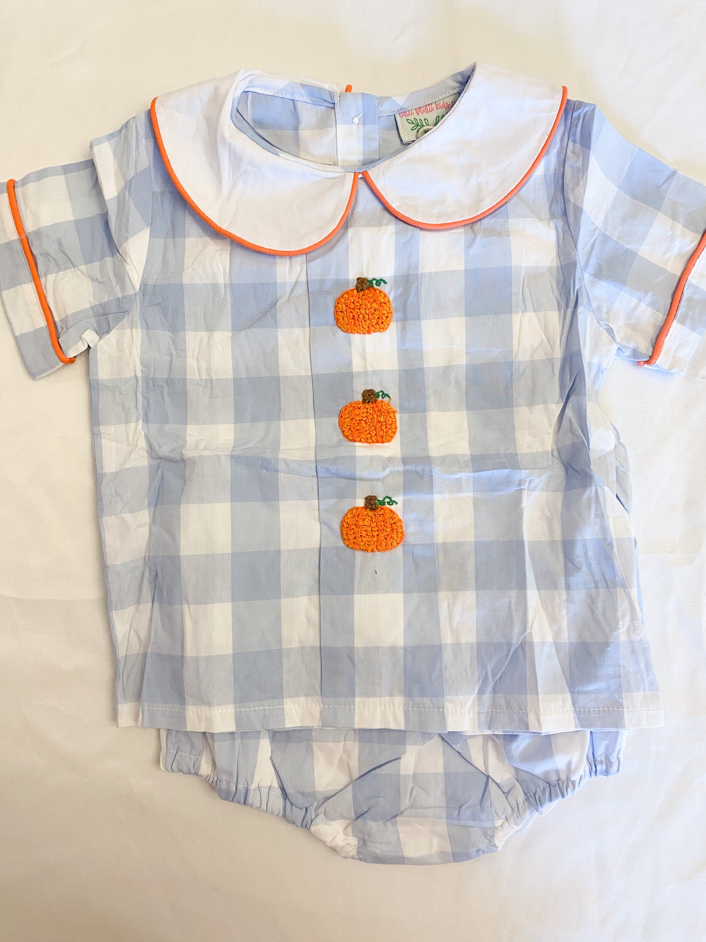 Fall Collection : Gingham Pumpkin Diaper Set Boys