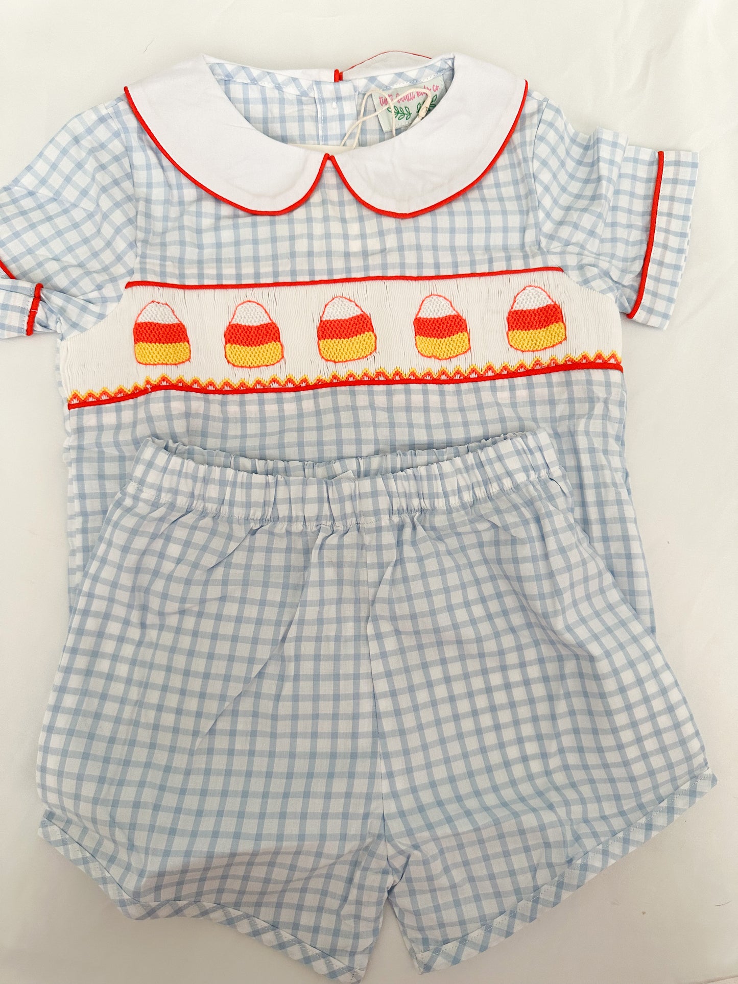 Fall Collection: Boys Candy Corn Shorty Shorts Set