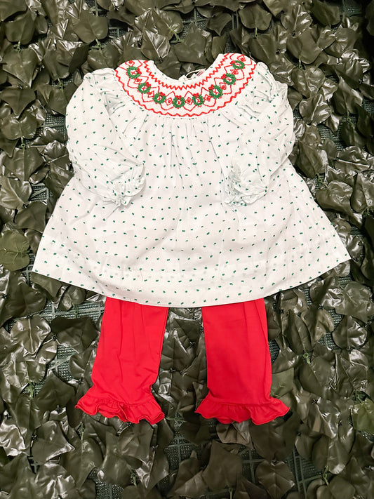 CHRISTMAS Collection: Swiss Dot Wreath Pants Set