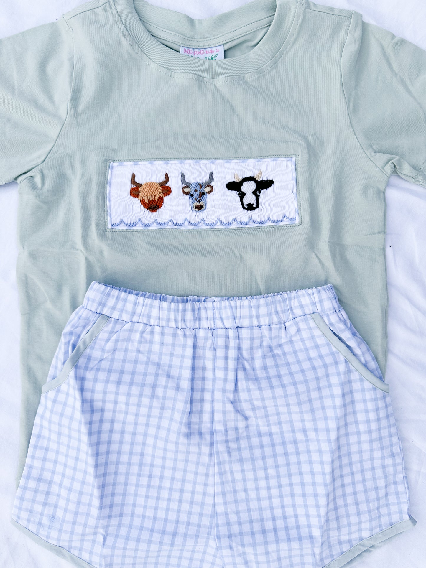 Fall Collection: Smocked Cow shorts set