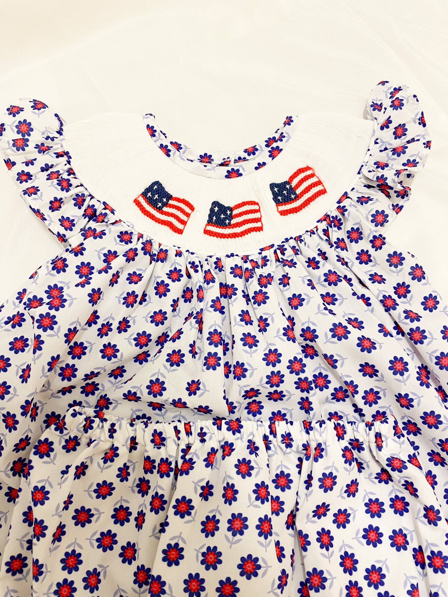 PATRIOTIC COLLECTION: Floral American Flag bloomer set