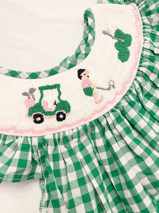 Spring Collection- Girl's Smocked Golf Bubble